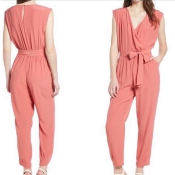 Leith Pants - Leith Coral Wrap Jumpsuit